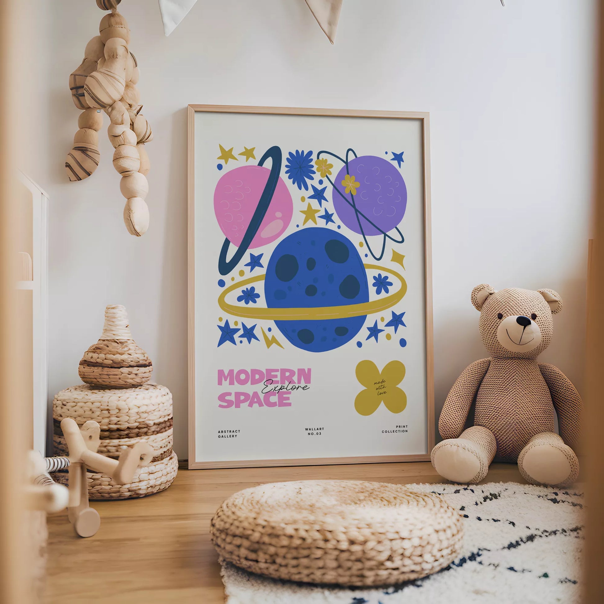 モダンスペース惑星星座ボタニカルキッズポスター子供部屋壁装飾