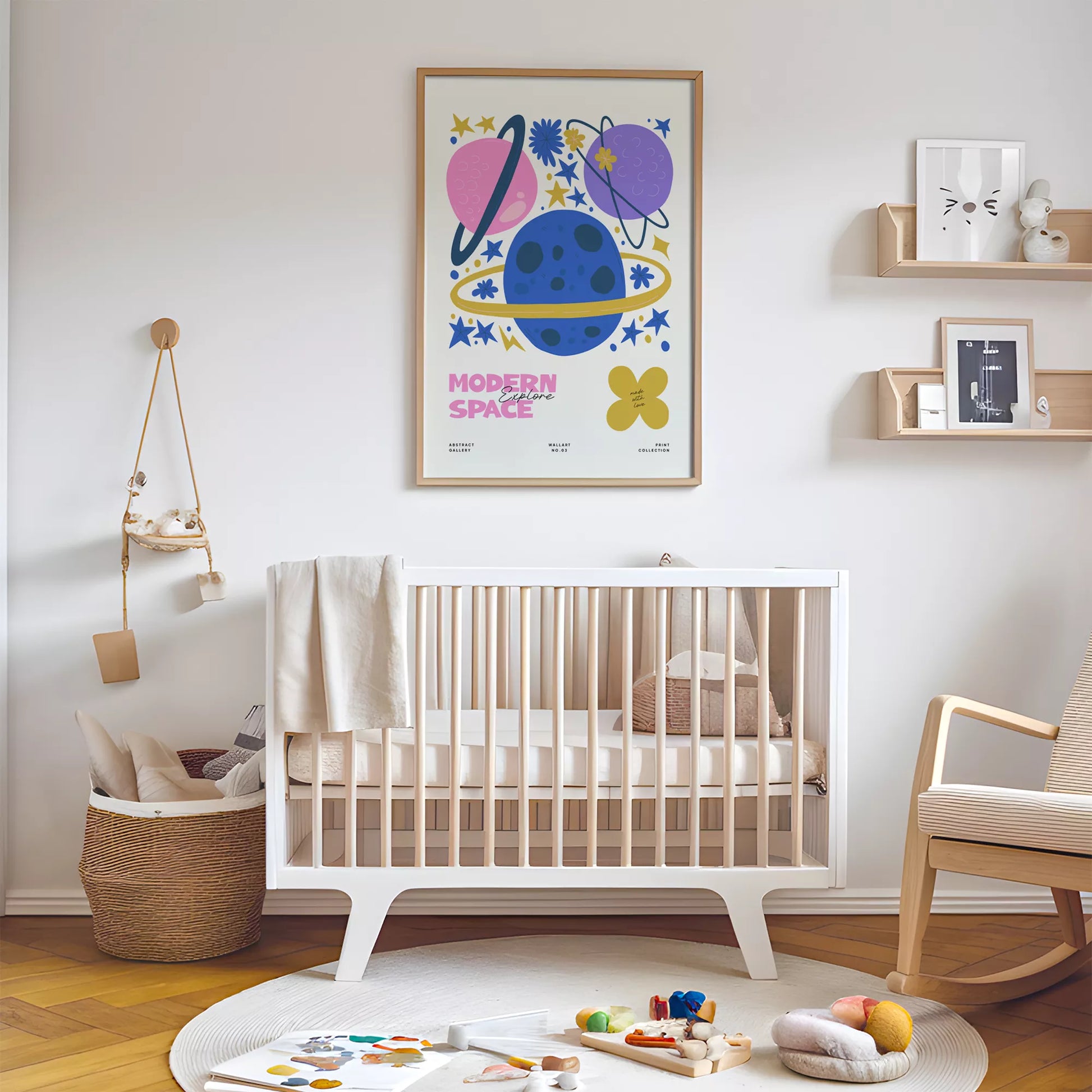 モダンスペース惑星星座ボタニカルキッズポスター子供部屋壁装飾
