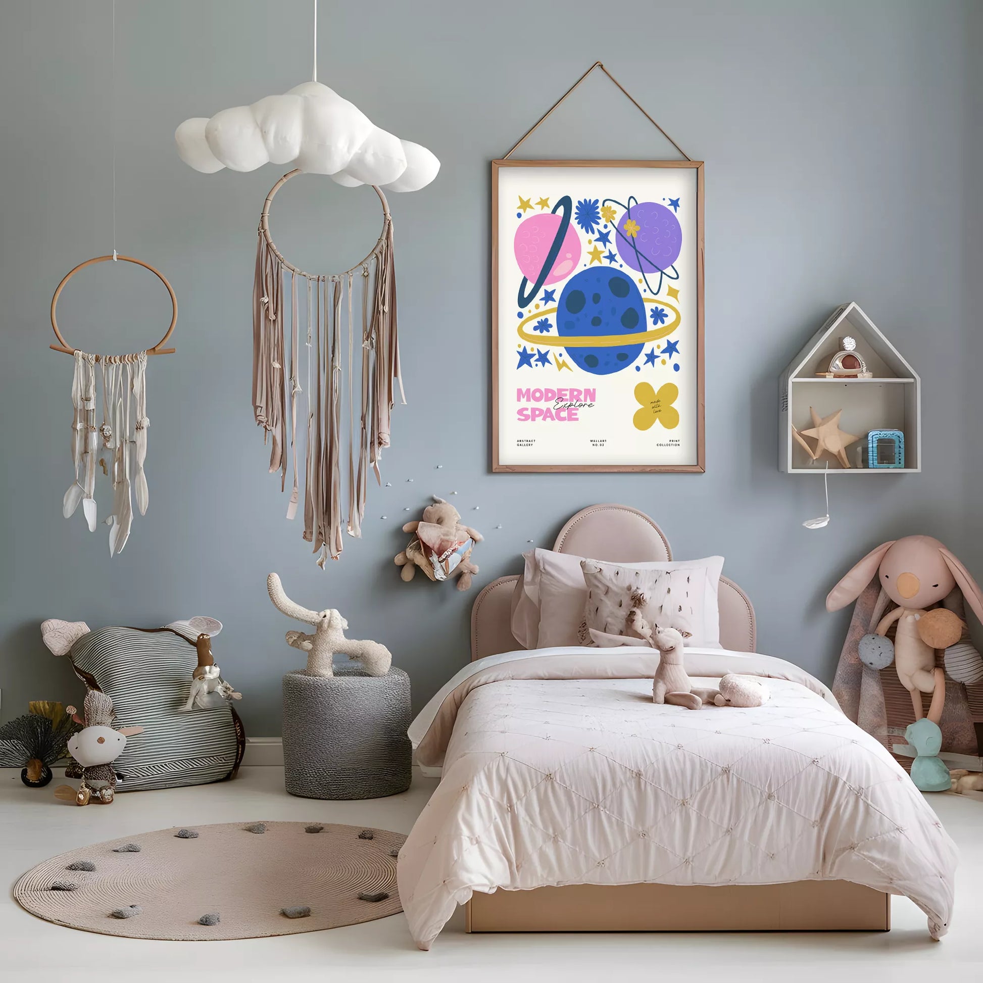 モダンスペース惑星星座ボタニカルキッズポスター子供部屋壁装飾