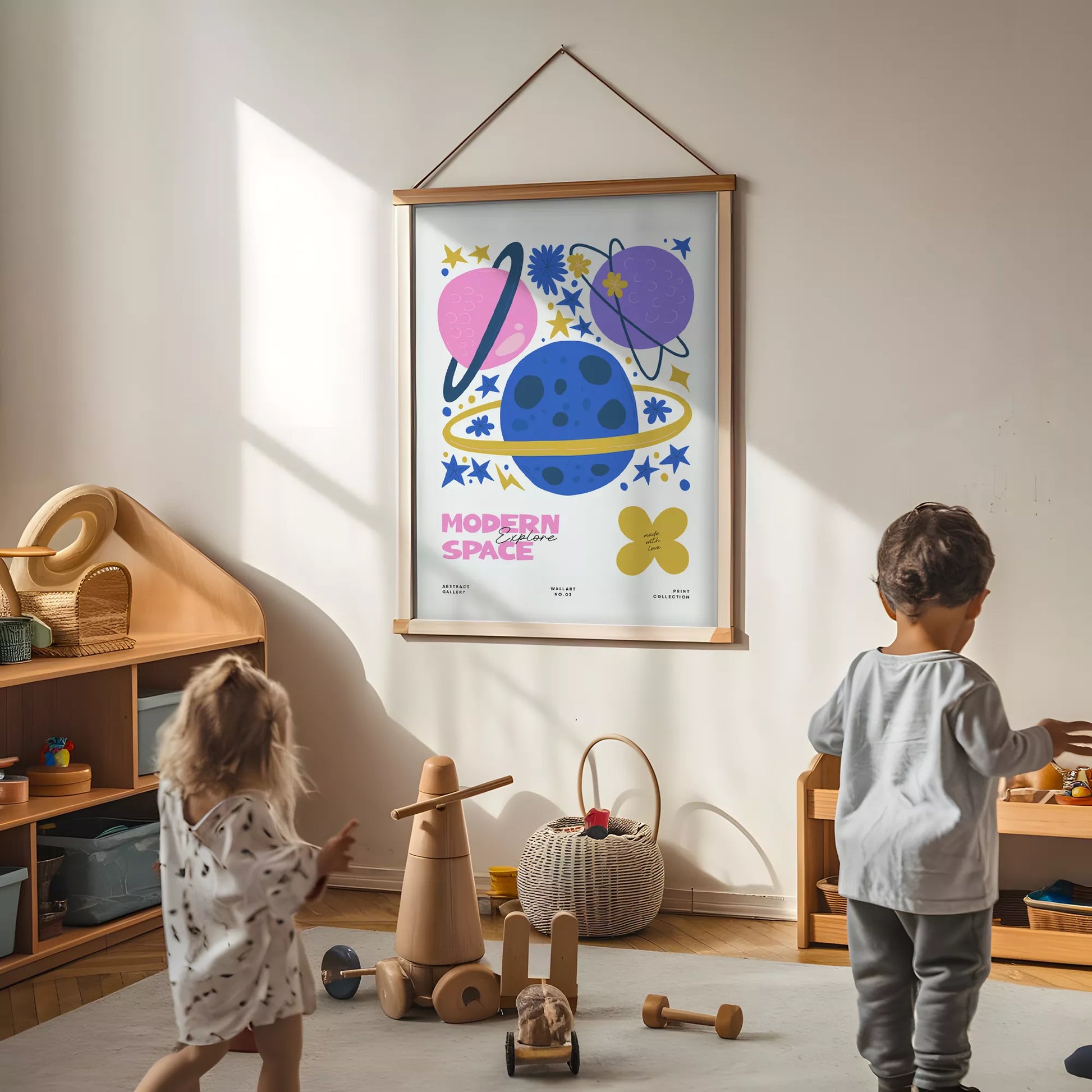 モダンスペース惑星星座ボタニカルキッズポスター子供部屋壁装飾