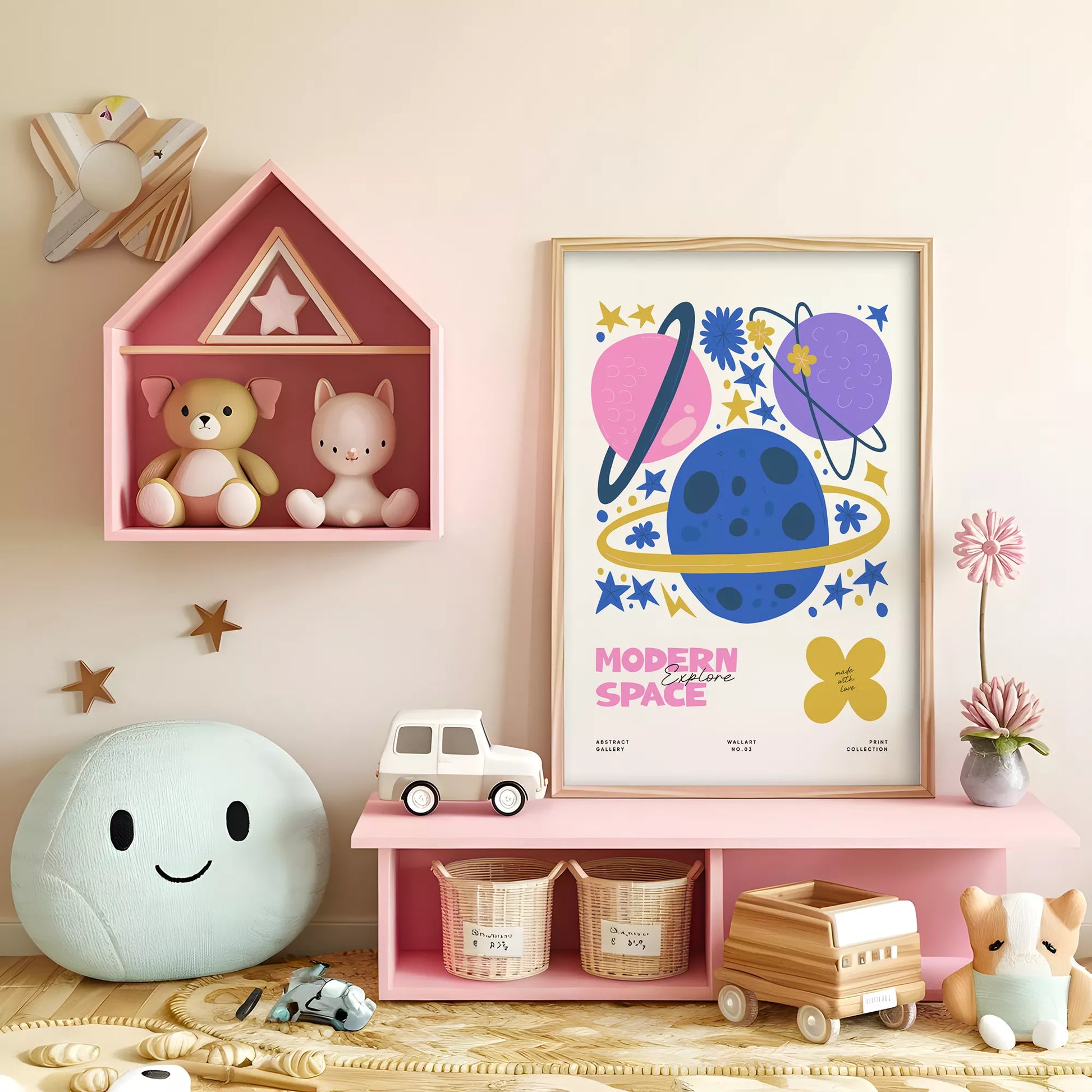 モダンスペース惑星星座ボタニカルキッズポスター子供部屋壁装飾