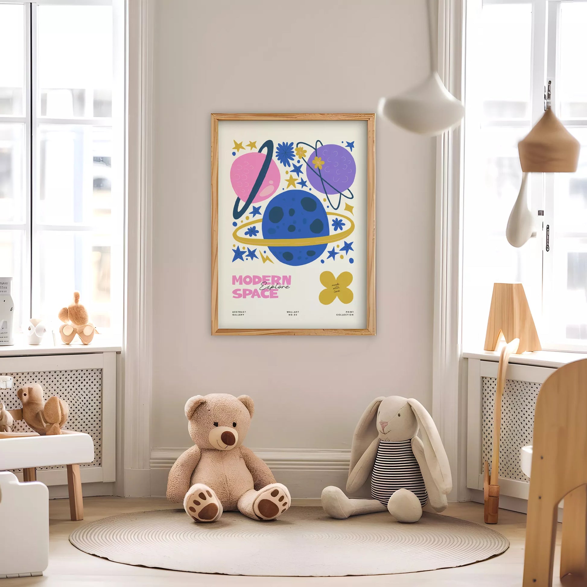 モダンスペース惑星星座ボタニカルキッズポスター子供部屋壁装飾