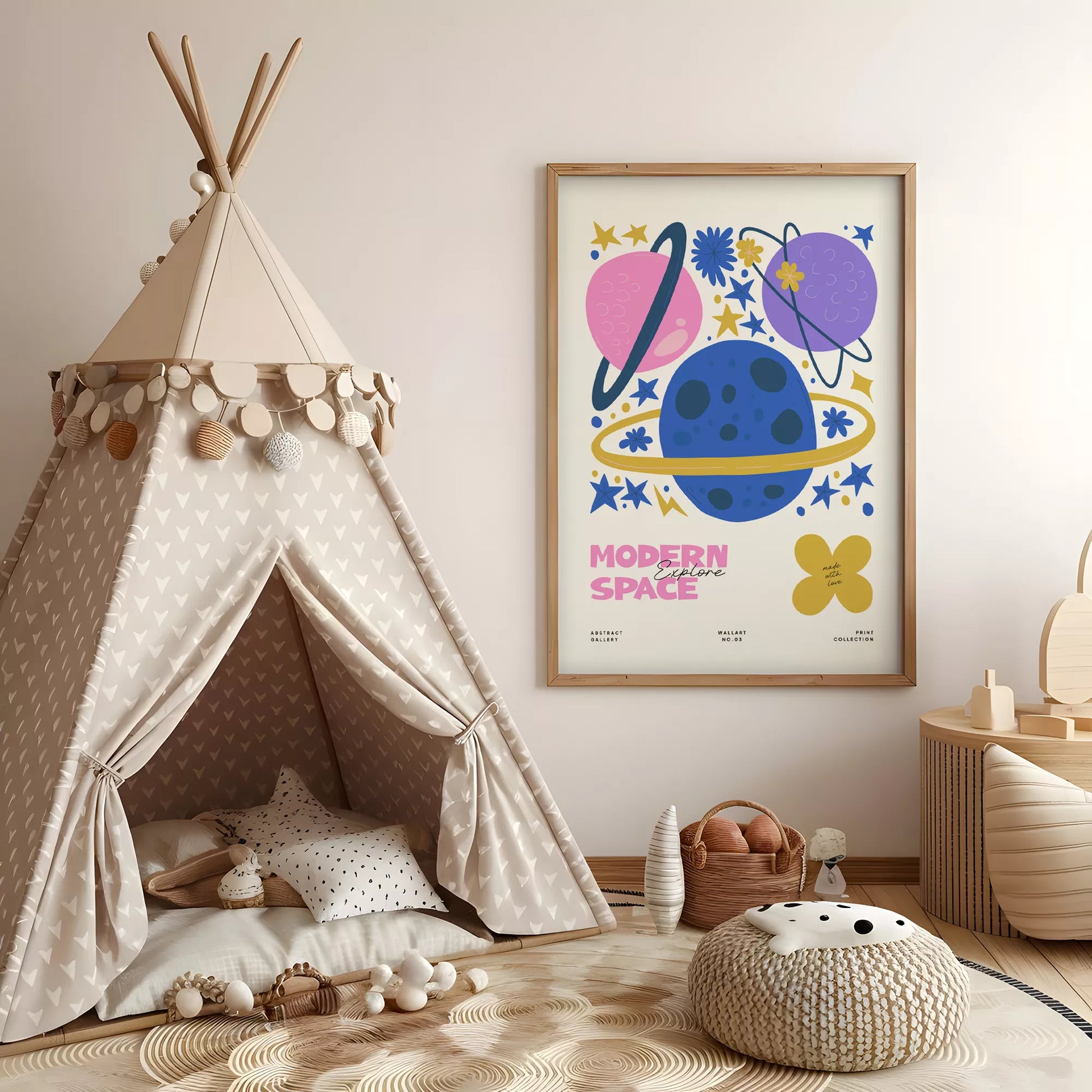 モダンスペース惑星星座ボタニカルキッズポスター子供部屋壁装飾
