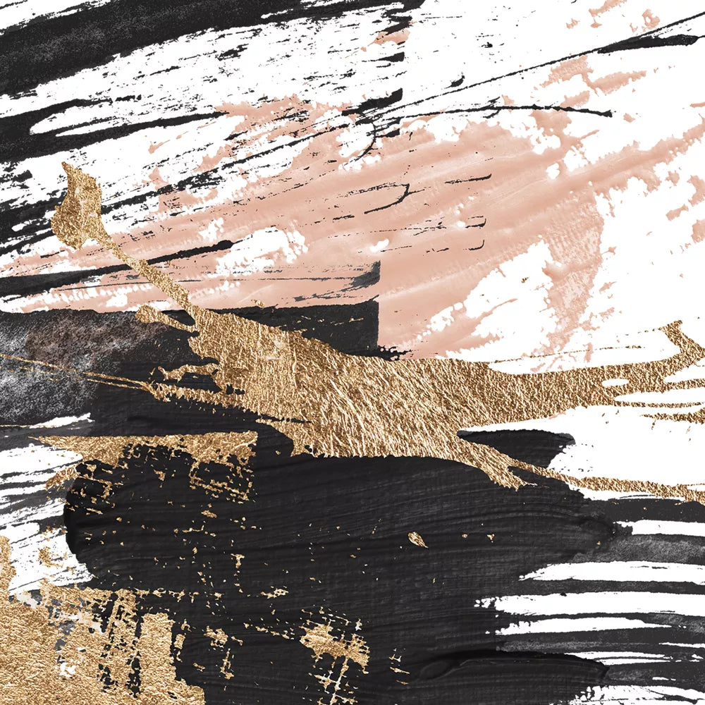 墨絵風抽象アート3点セット、金箔とパステルカラーのアクセント