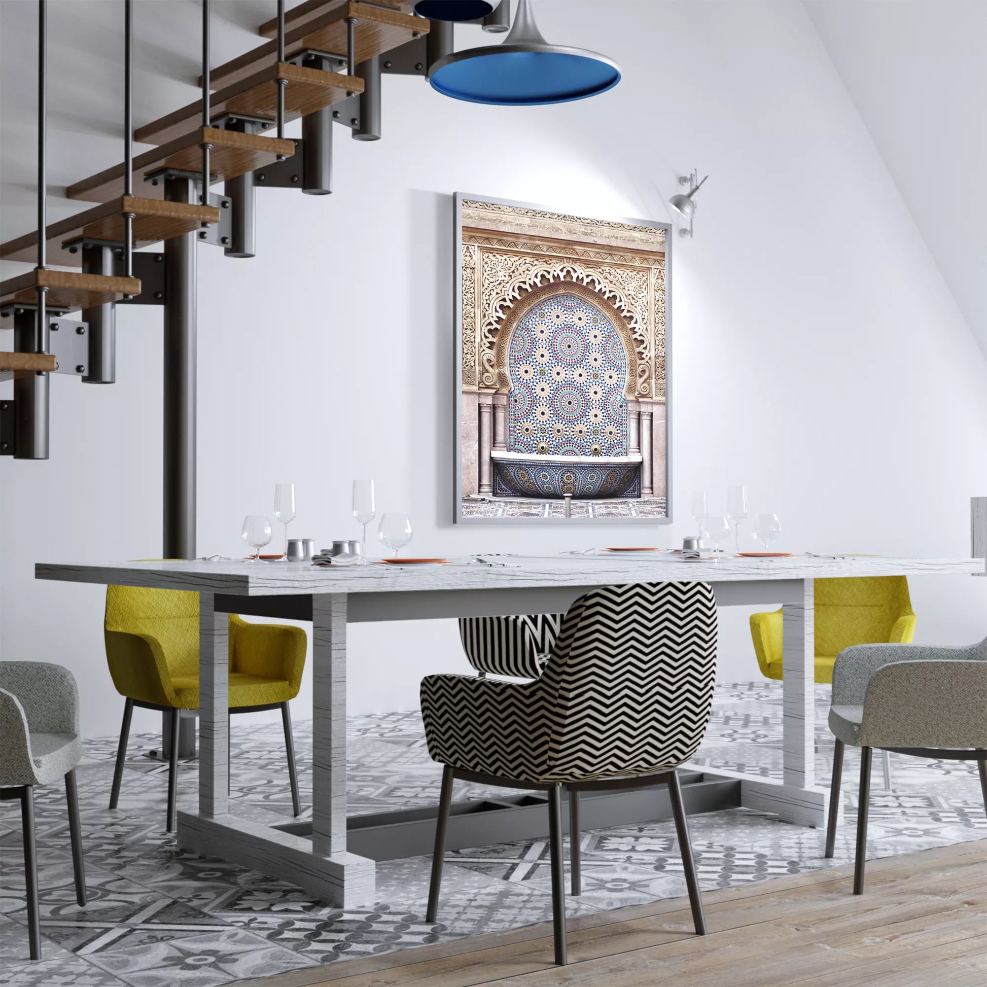 モロッコ風モザイクアートのインテリアポスター、エレガントな装飾と伝統的なデザイン