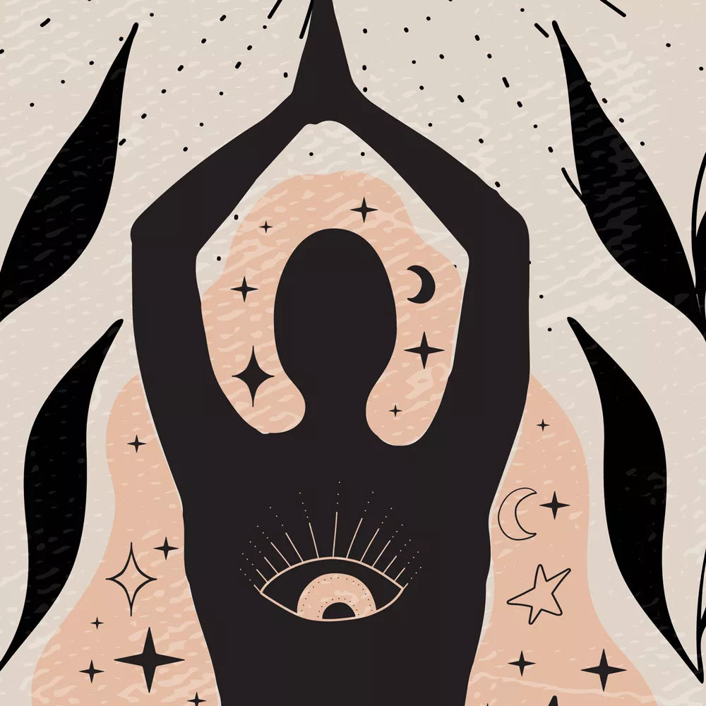 神秘的な月と星のモチーフ瞑想アート3枚セット、ボヘミアンスタイル