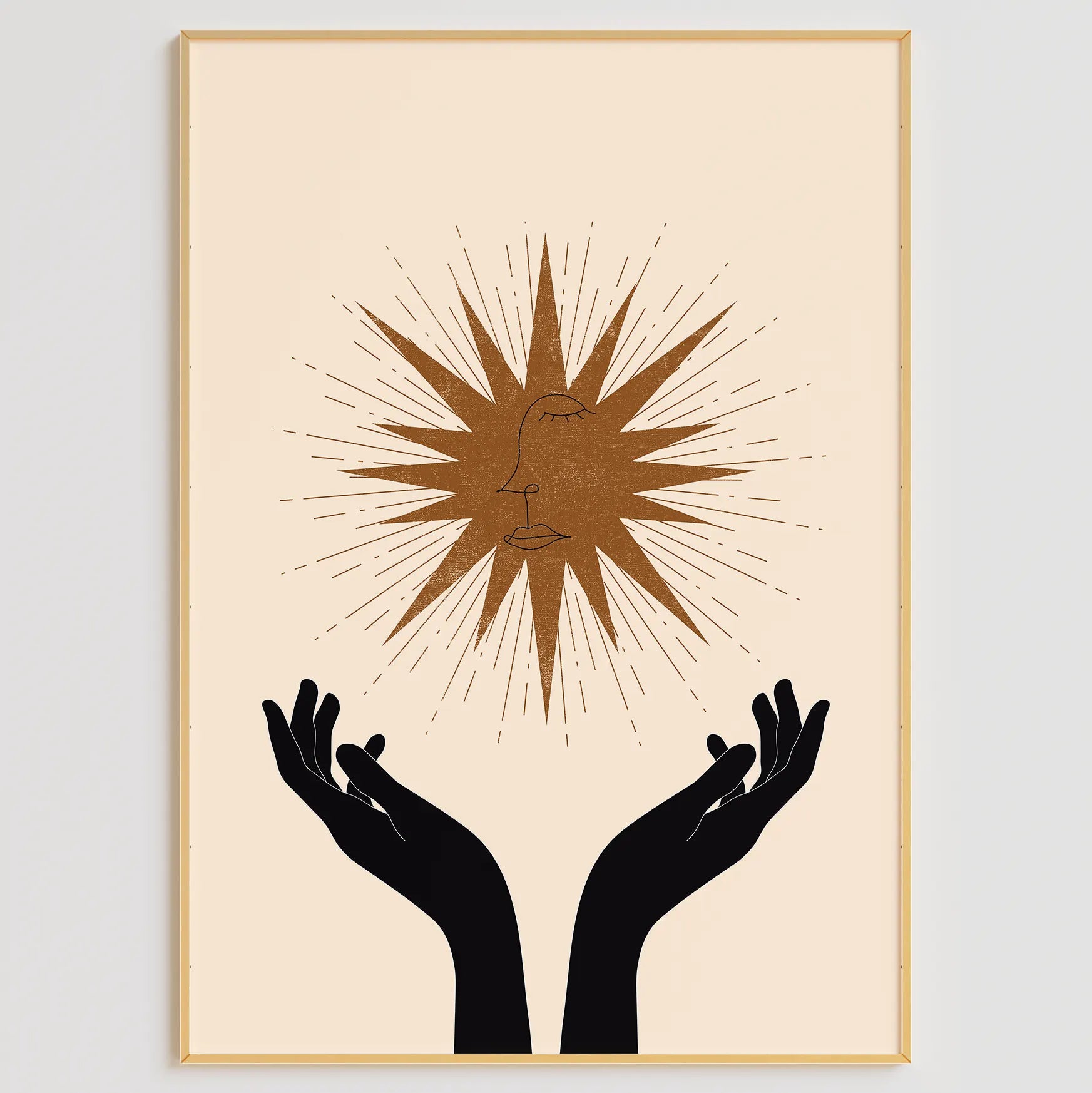 神秘的な太陽と月のゴールドシルエットアートポスター 北欧モダンインテリア 3枚セット