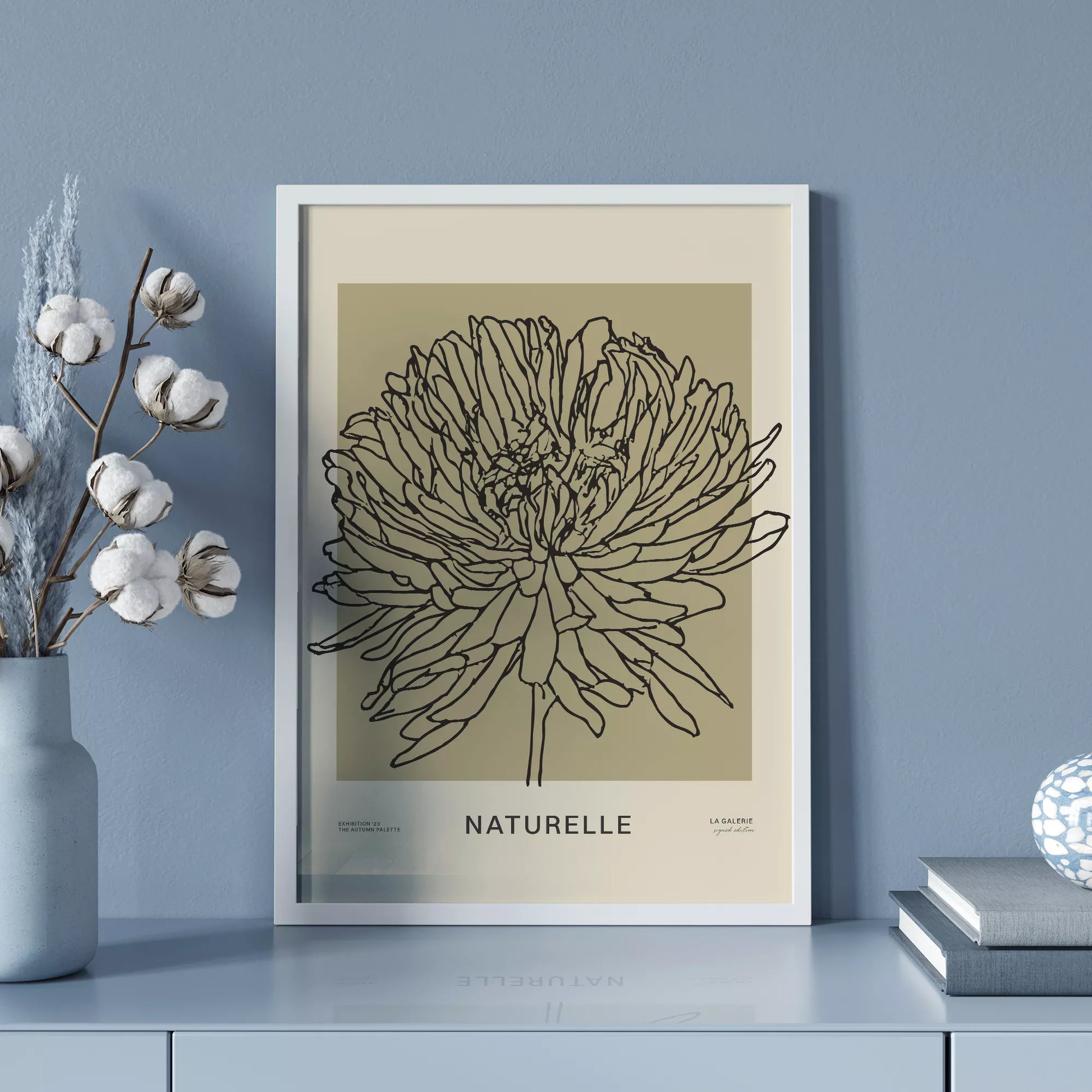 ナチュレル フラワー ラインアート ポスター、モダンなインテリアに最適