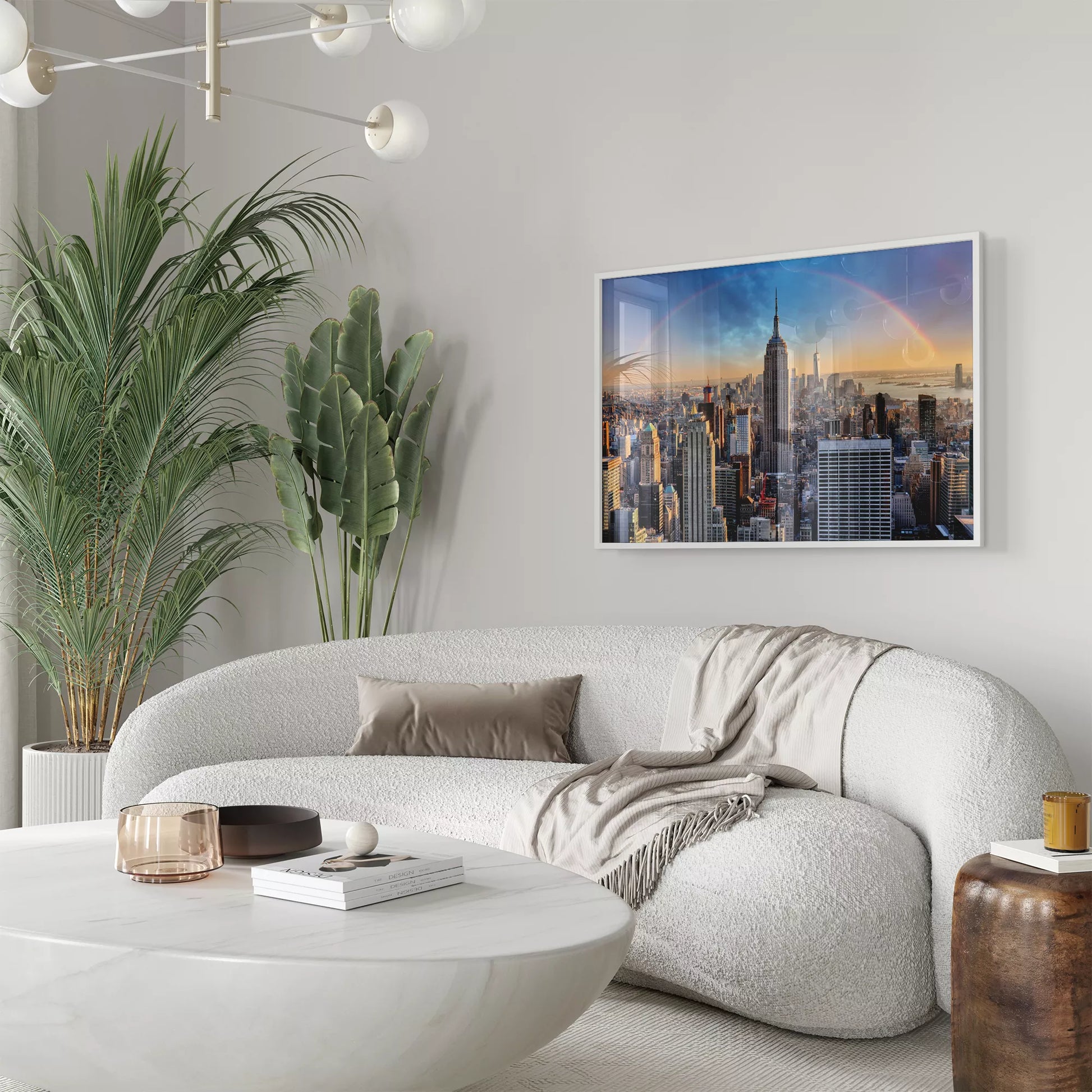 虹とエンパイアステートビルが美しいニューヨークの都市風景アートポスター