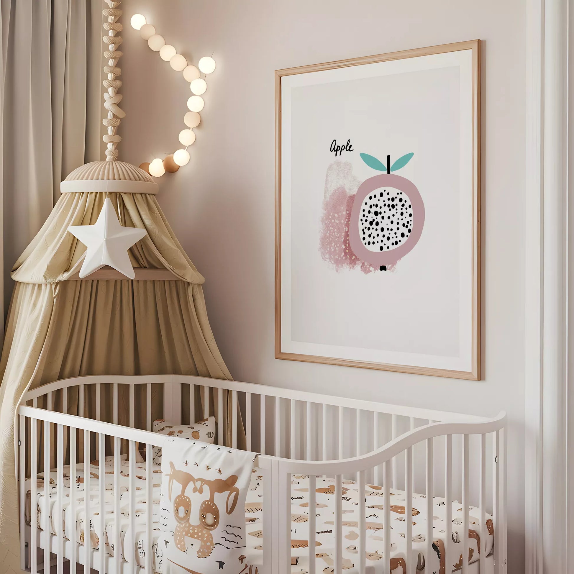 北欧モダンアップルデザインのアートポスター 子供部屋装飾