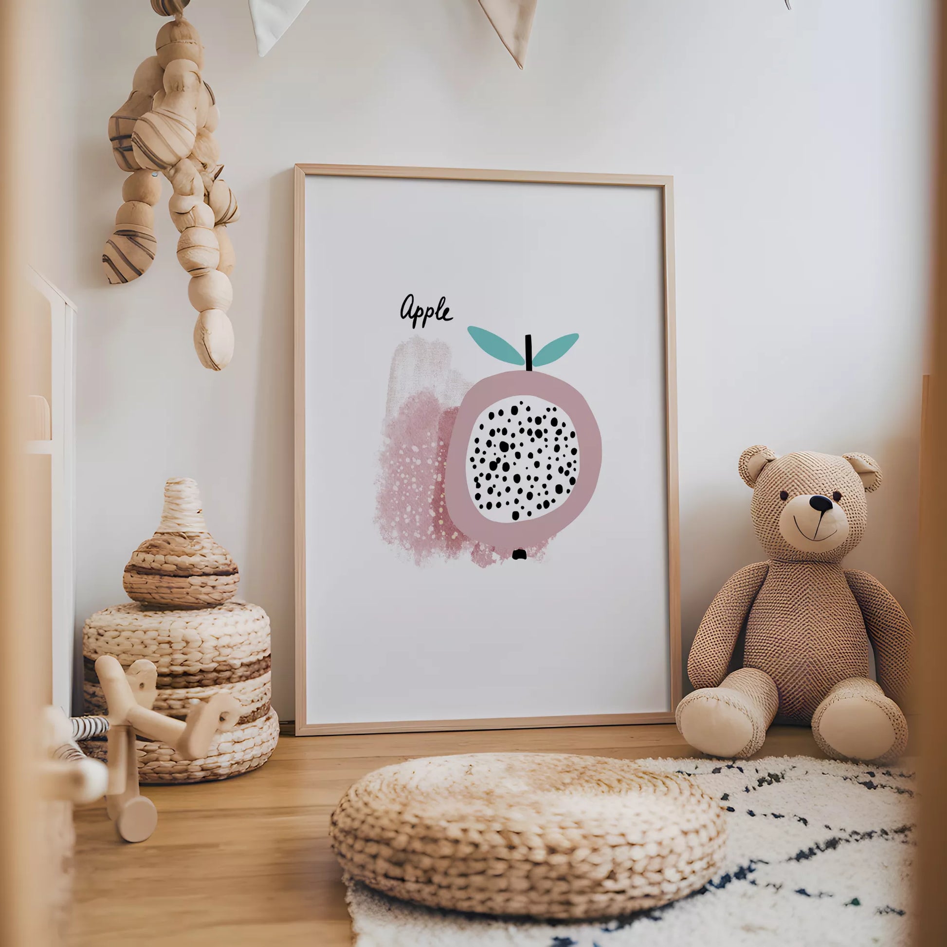 北欧モダンアップルデザインのアートポスター 子供部屋装飾