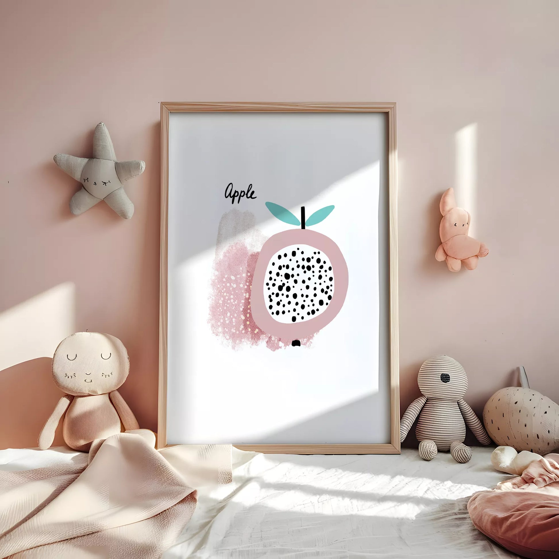北欧モダンアップルデザインのアートポスター 子供部屋装飾