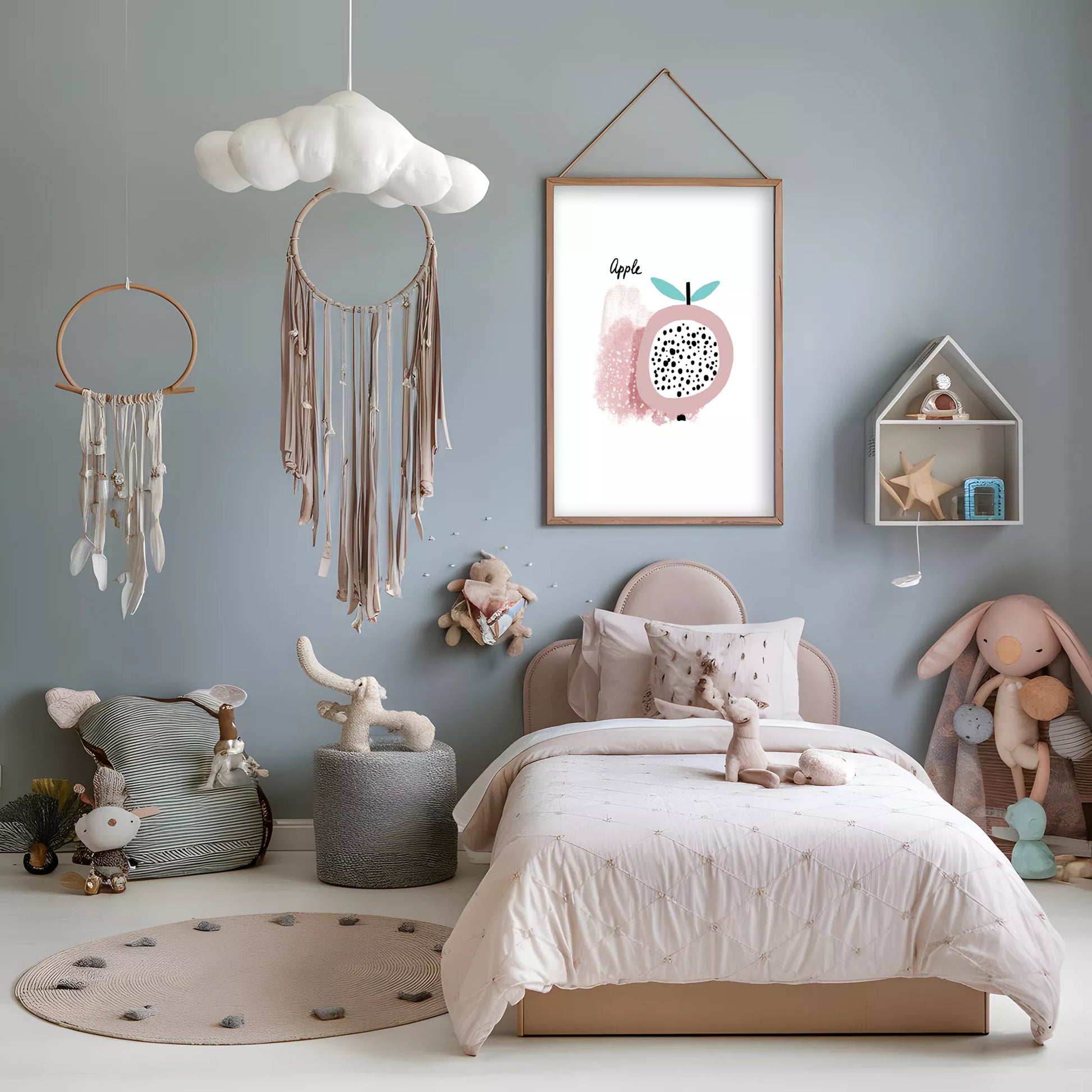 北欧モダンアップルデザインのアートポスター 子供部屋装飾