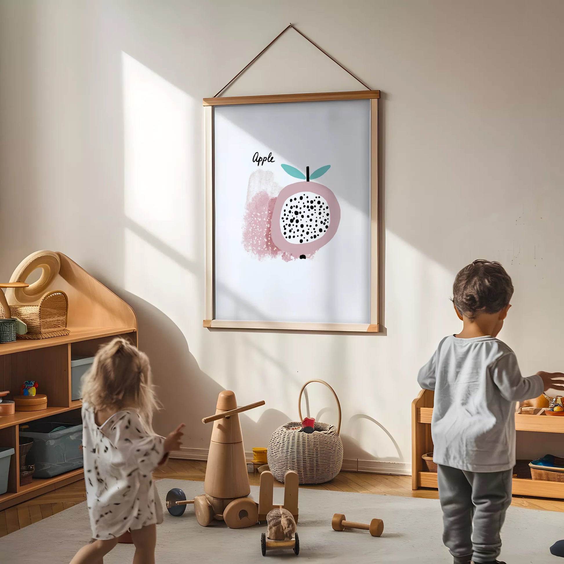 北欧モダンアップルデザインのアートポスター 子供部屋装飾