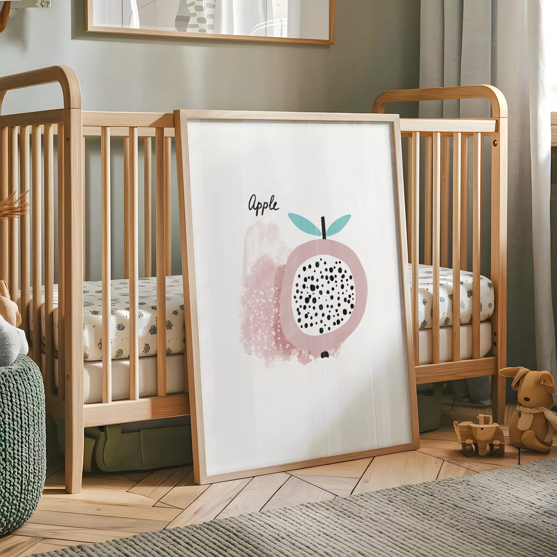 北欧モダンアップルデザインのアートポスター 子供部屋装飾