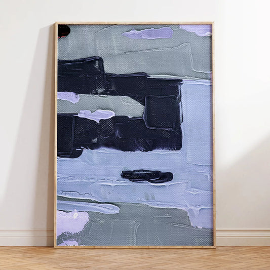 北欧ブルーの抽象画壁掛けアートポスター