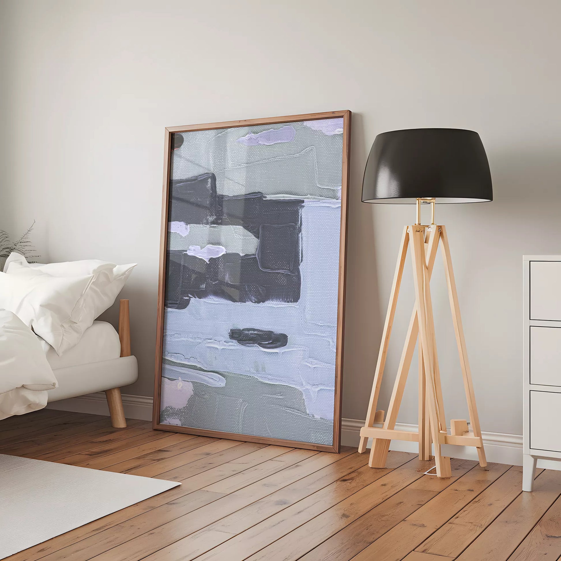 北欧ブルーの抽象画壁掛けアートポスター