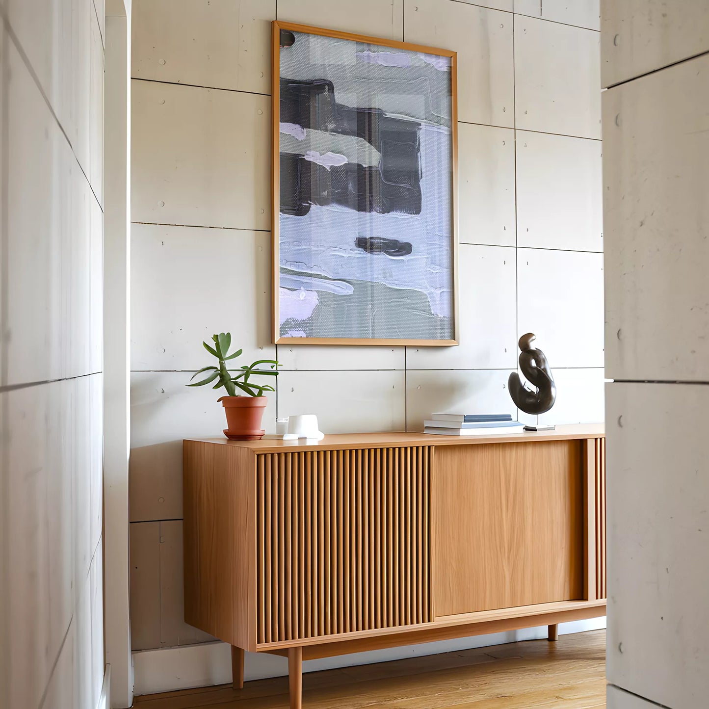 北欧ブルーの抽象画壁掛けアートポスター