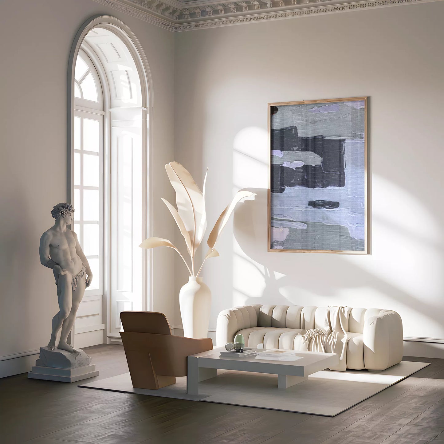 北欧ブルーの抽象画壁掛けアートポスター