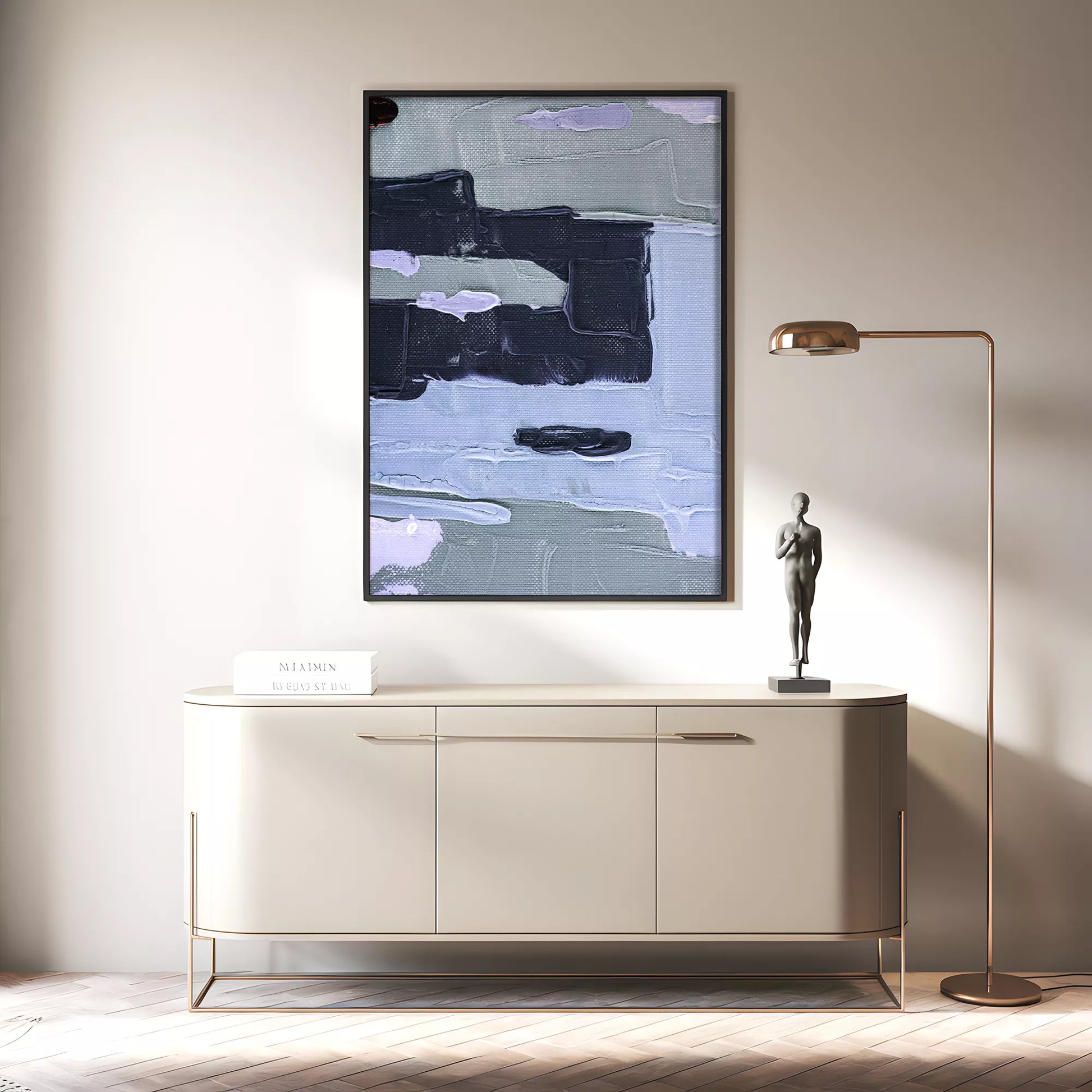 北欧ブルーの抽象画壁掛けアートポスター