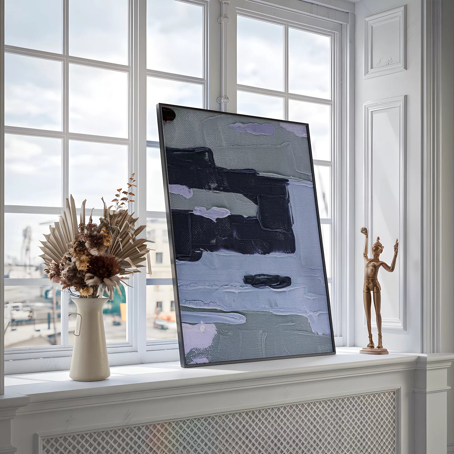 北欧ブルーの抽象画壁掛けアートポスター