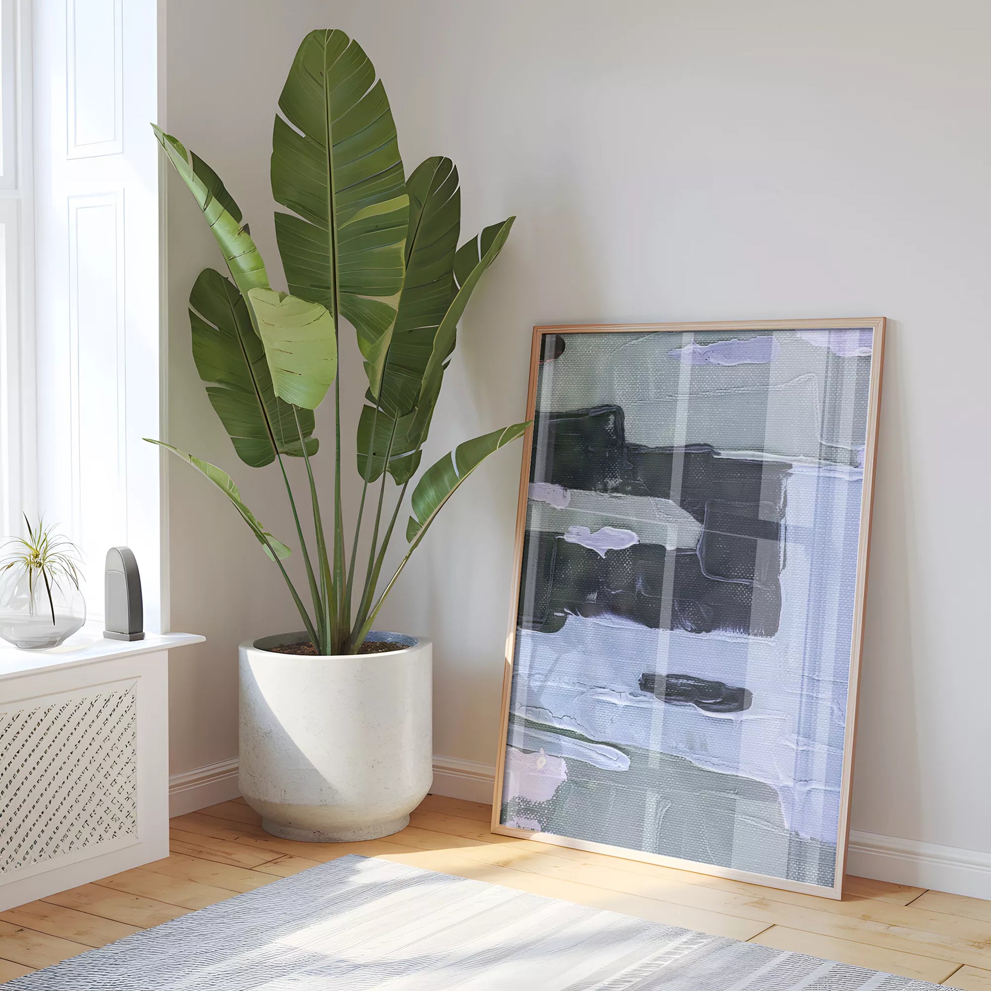 北欧ブルーの抽象画壁掛けアートポスター