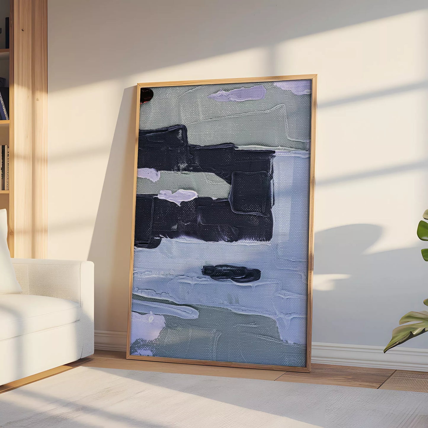 北欧ブルーの抽象画壁掛けアートポスター