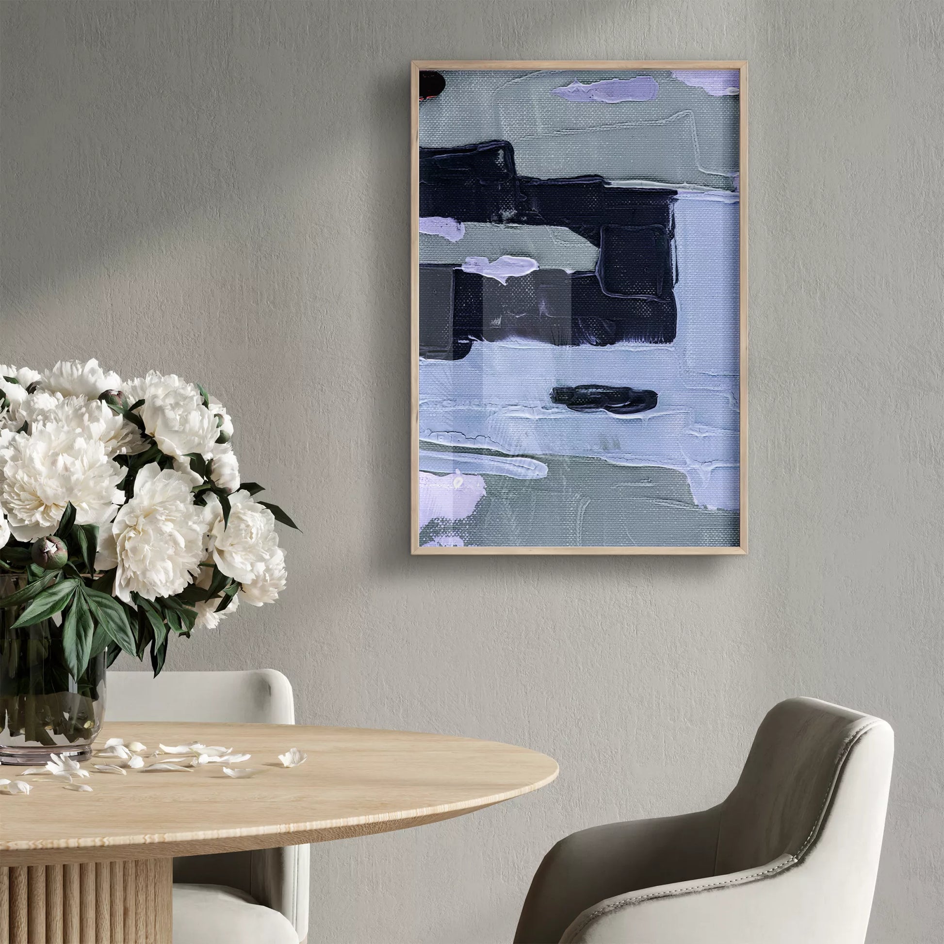 北欧ブルーの抽象画壁掛けアートポスター