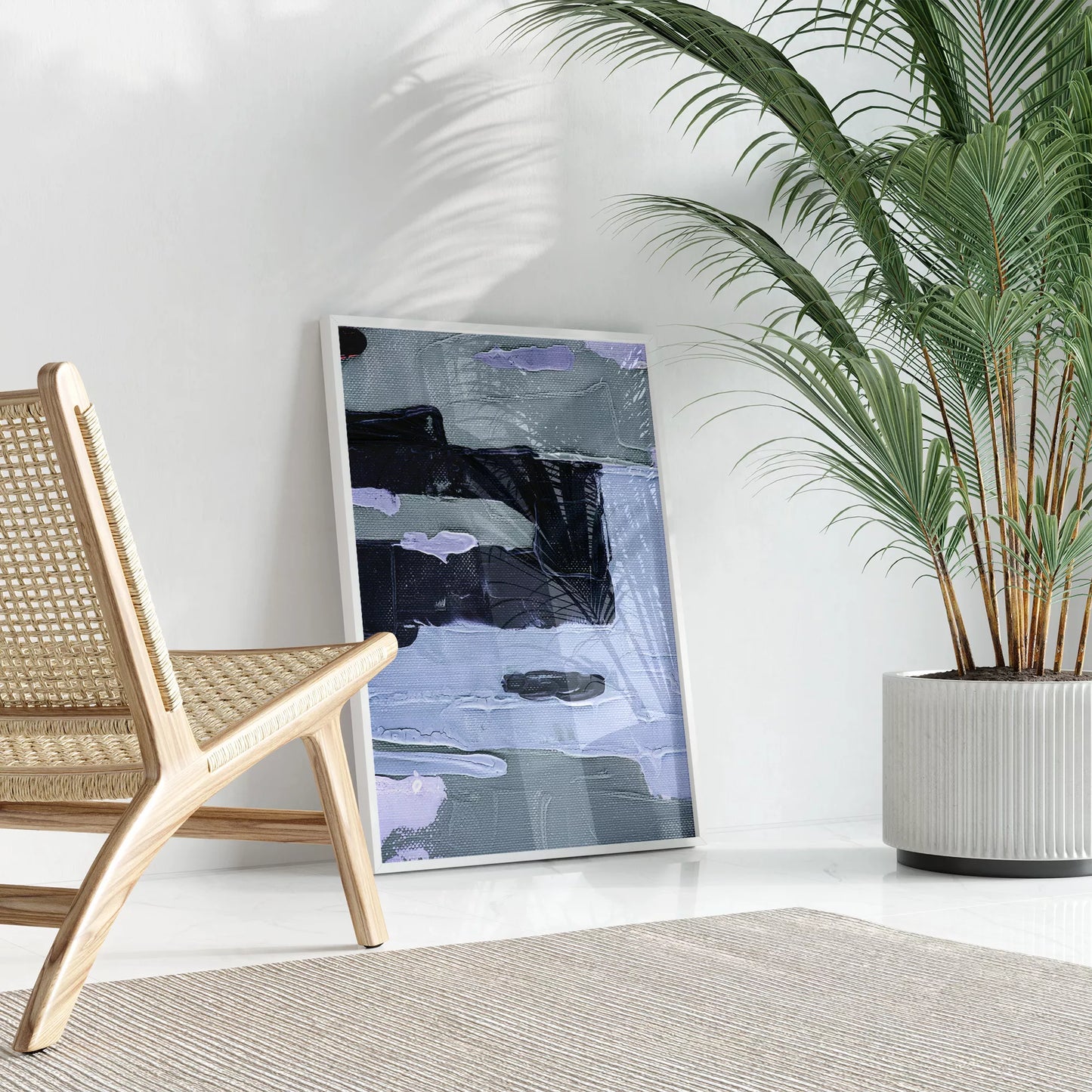 北欧ブルーの抽象画壁掛けアートポスター