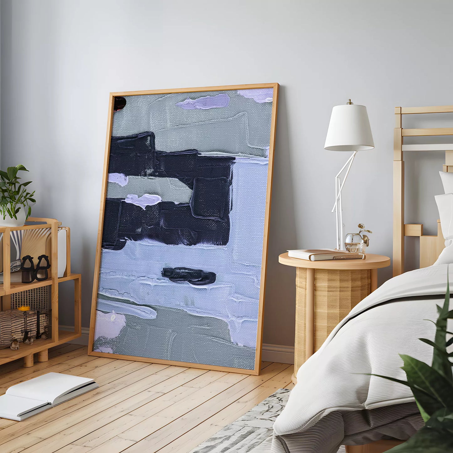 北欧ブルーの抽象画壁掛けアートポスター