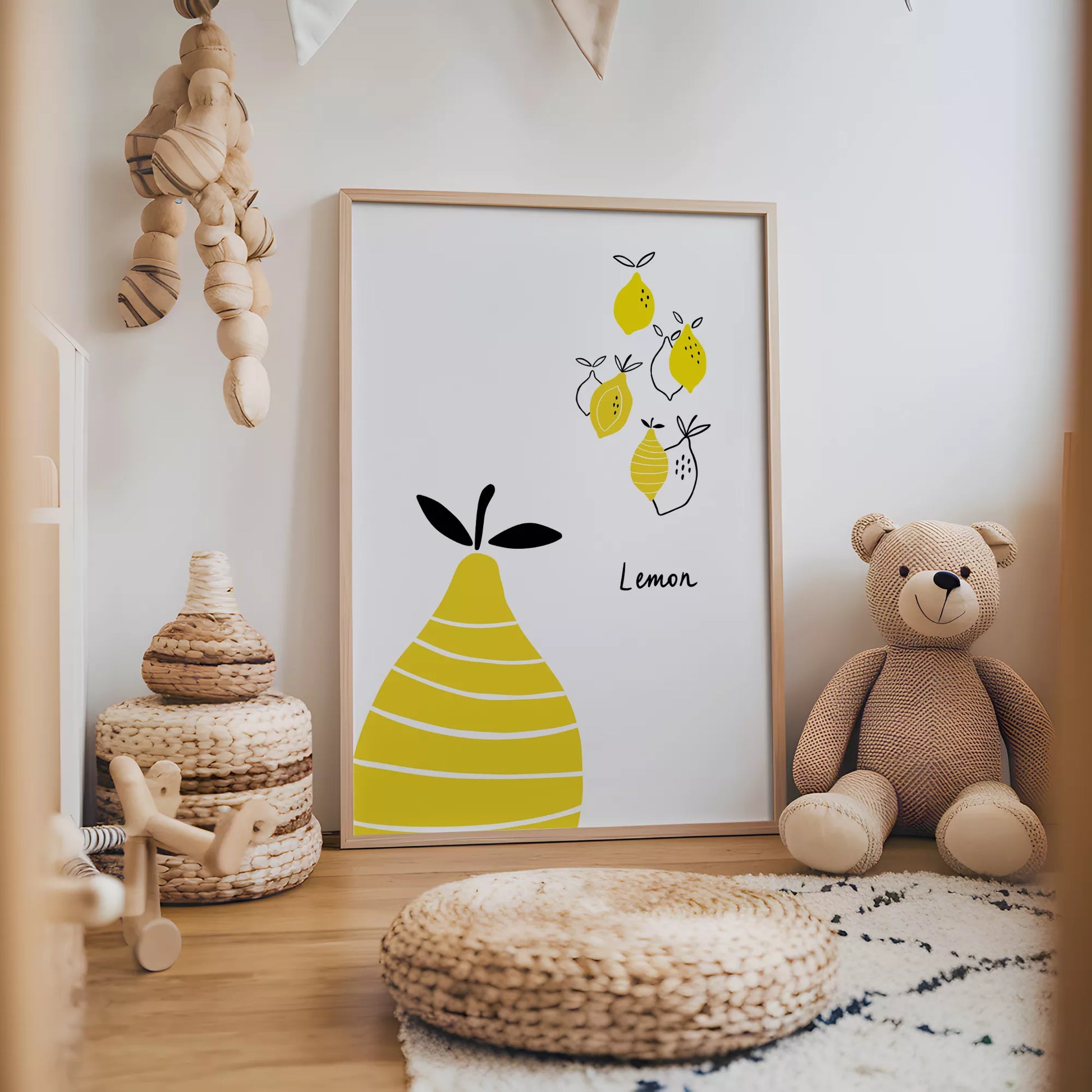 北欧風レモンアートポスター キッチンインテリア