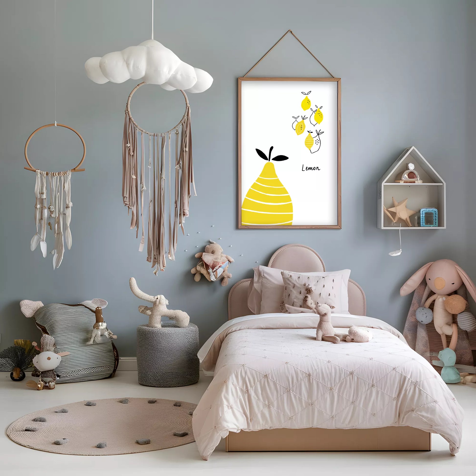 北欧風レモンアートポスター キッチンインテリア