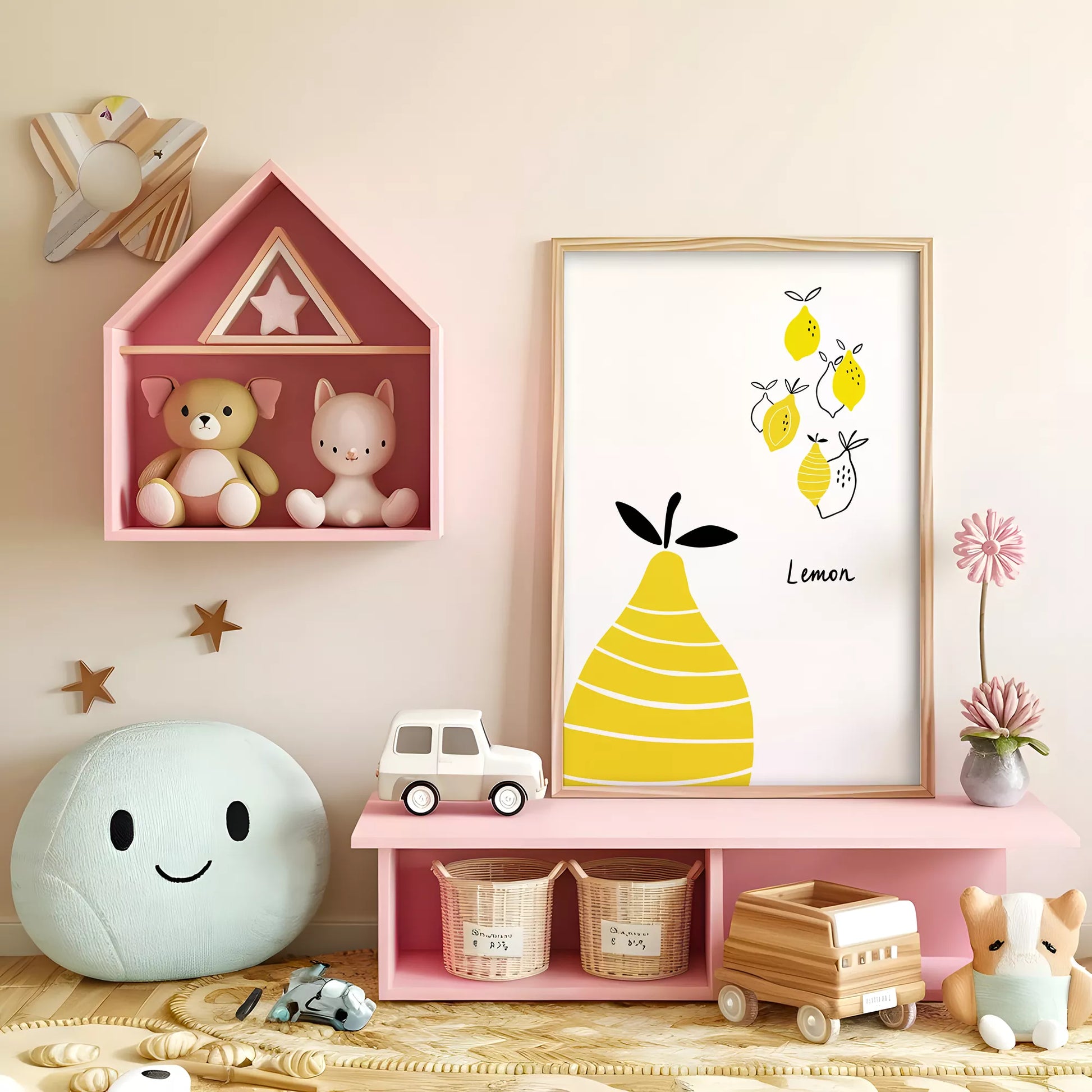 北欧風レモンアートポスター キッチンインテリア