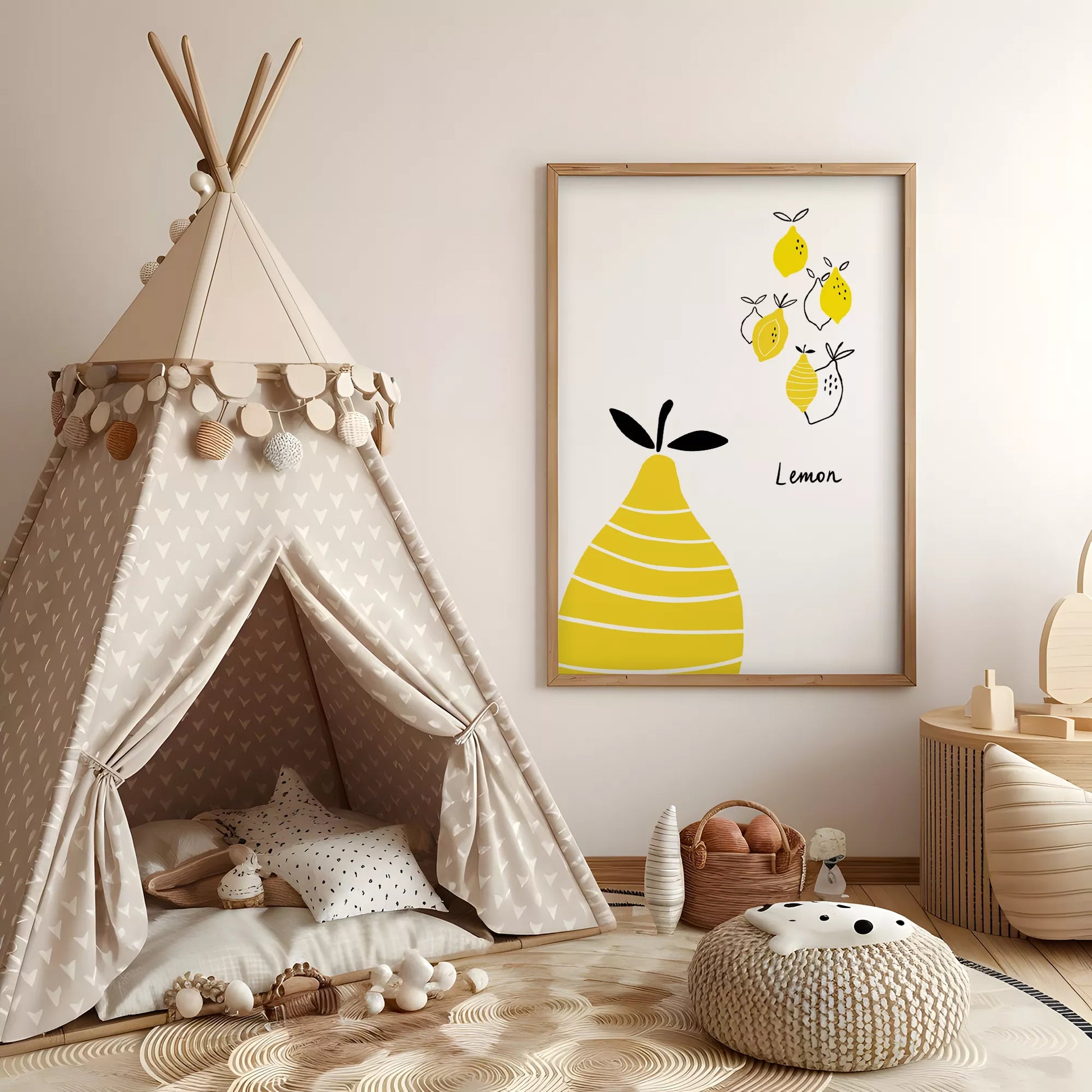 北欧風レモンアートポスター キッチンインテリア