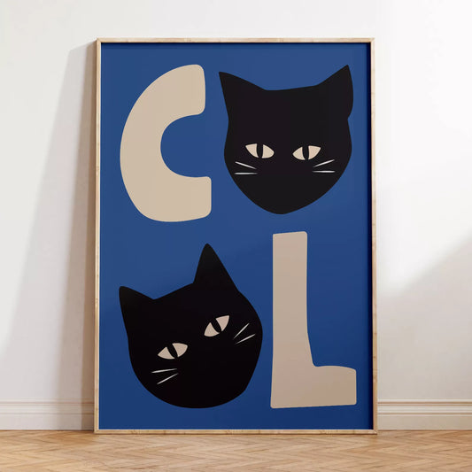 北欧モダンスタイルの猫デザインが特徴のアートポスター、壁掛け用インテリアに最適