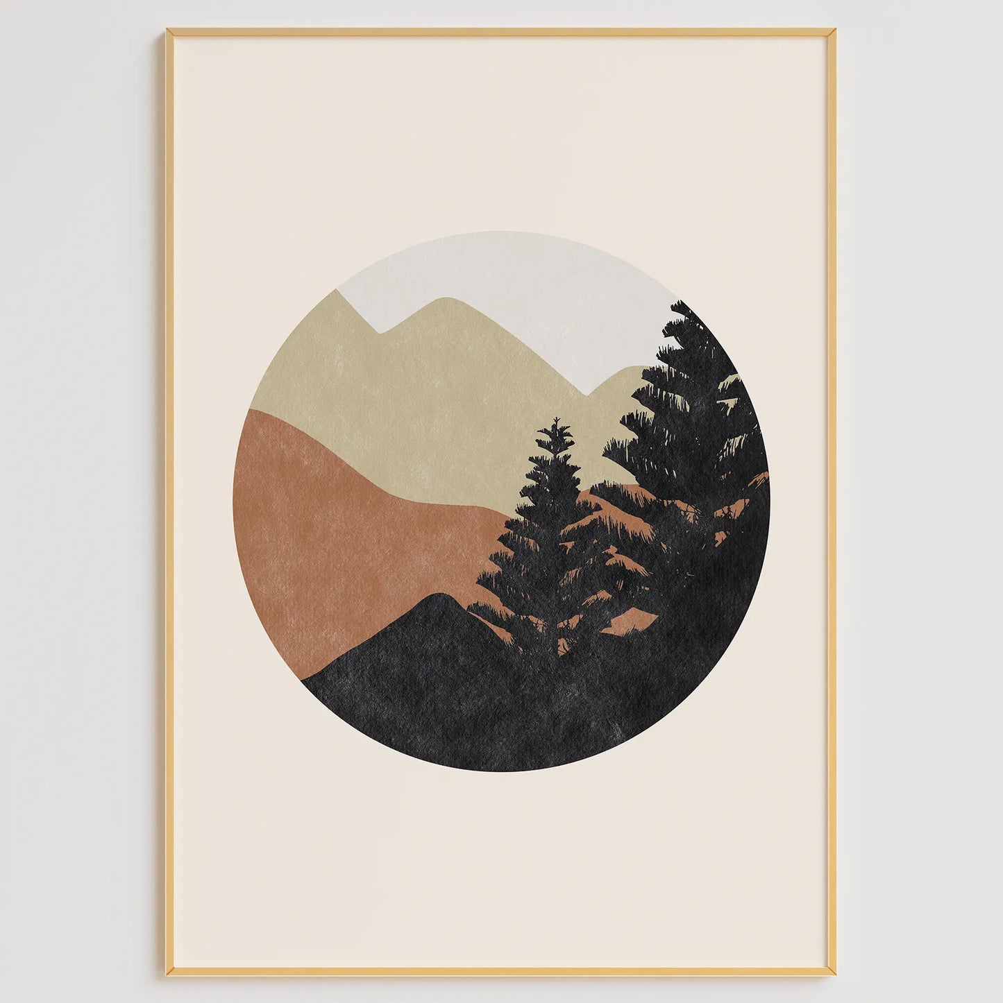 松と山と太陽を描いたミニマル北欧アートポスター3枚セット