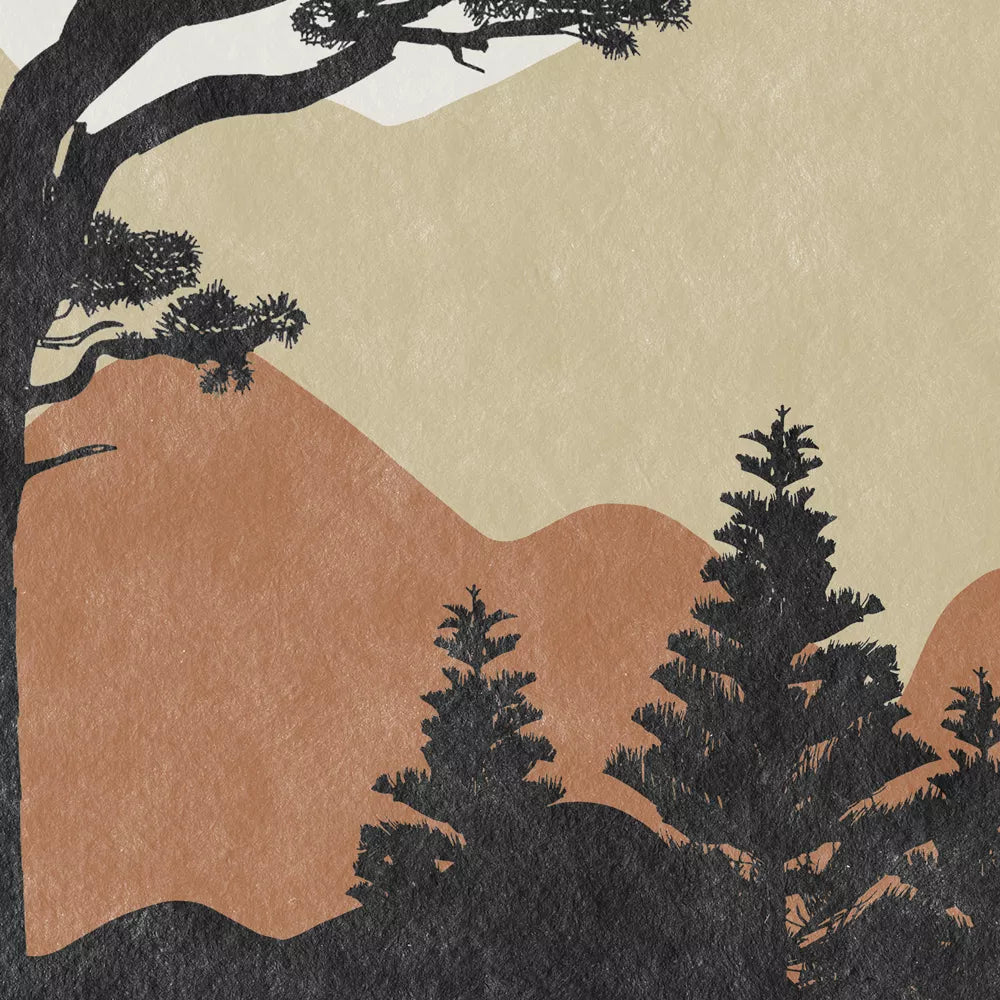 北欧風ミニマルデザイン・山と太陽のトリプティックアート