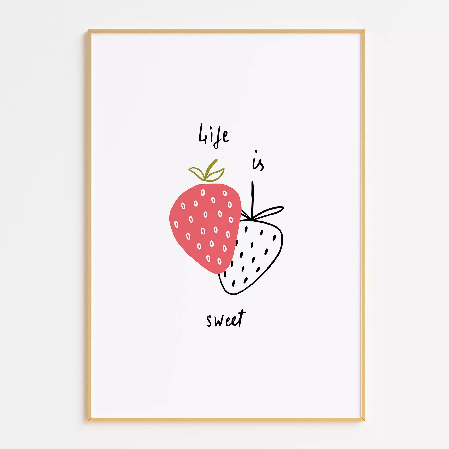 北欧モダンストロベリーデザインのアートポスター 壁掛け装飾