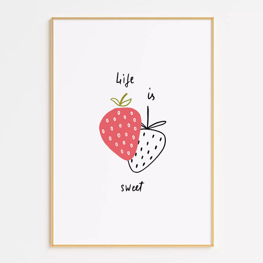 北欧モダンストロベリーデザインのアートポスター 壁掛け装飾