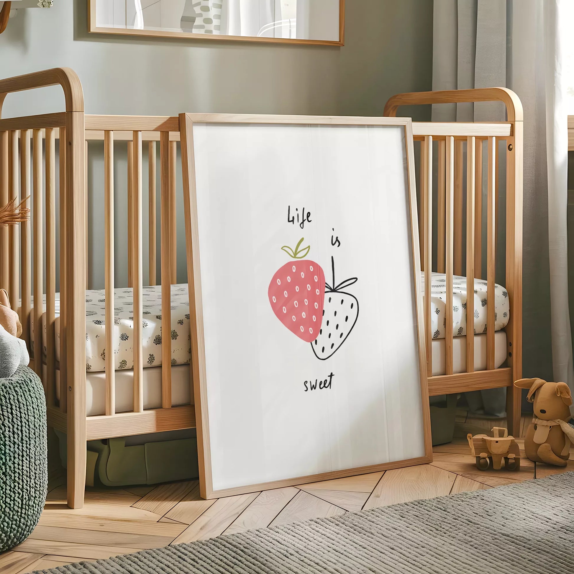 北欧モダンストロベリーデザインのアートポスター 壁掛け装飾