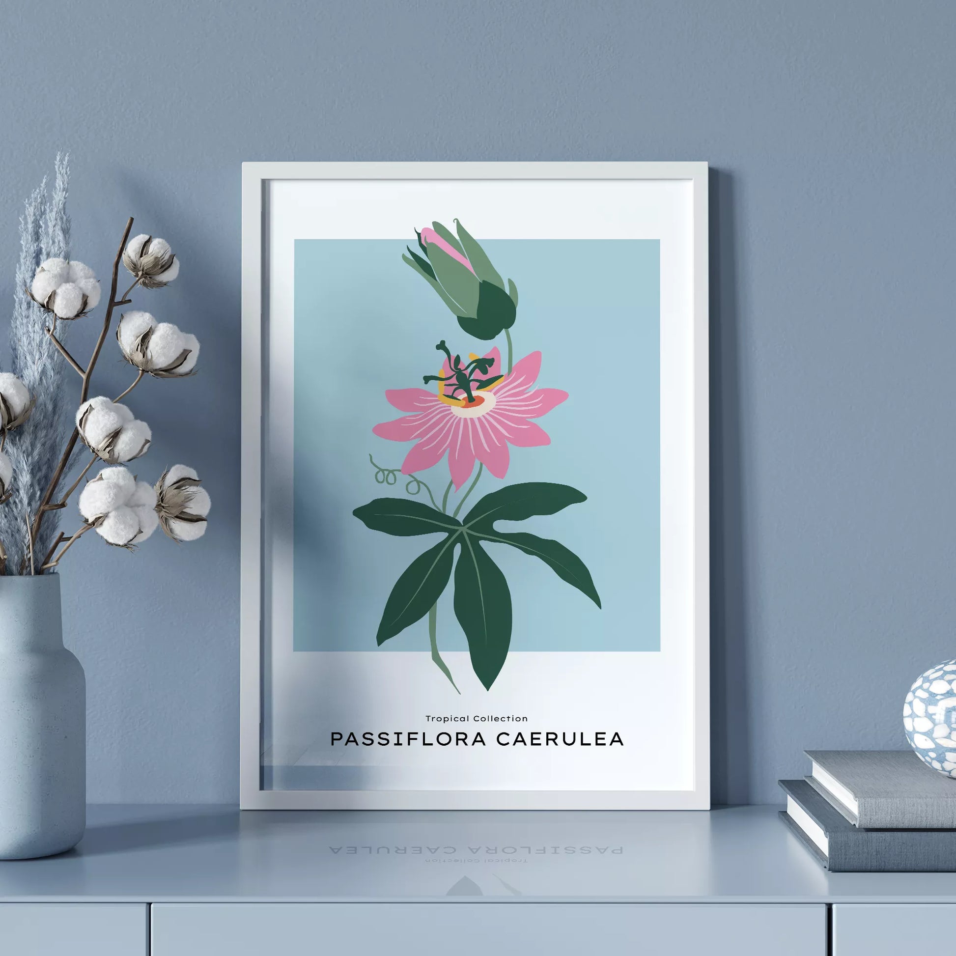 トケイソウのボタニカルアートポスター 北欧デザイン シンプルモダン