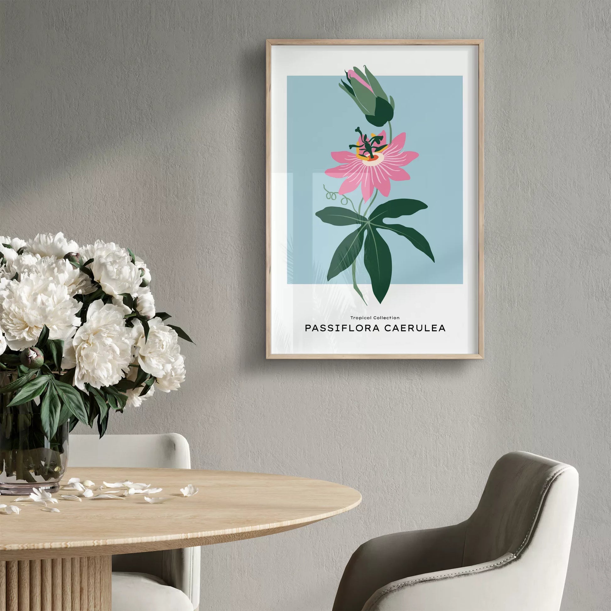 トケイソウのボタニカルアートポスター 北欧デザイン シンプルモダン