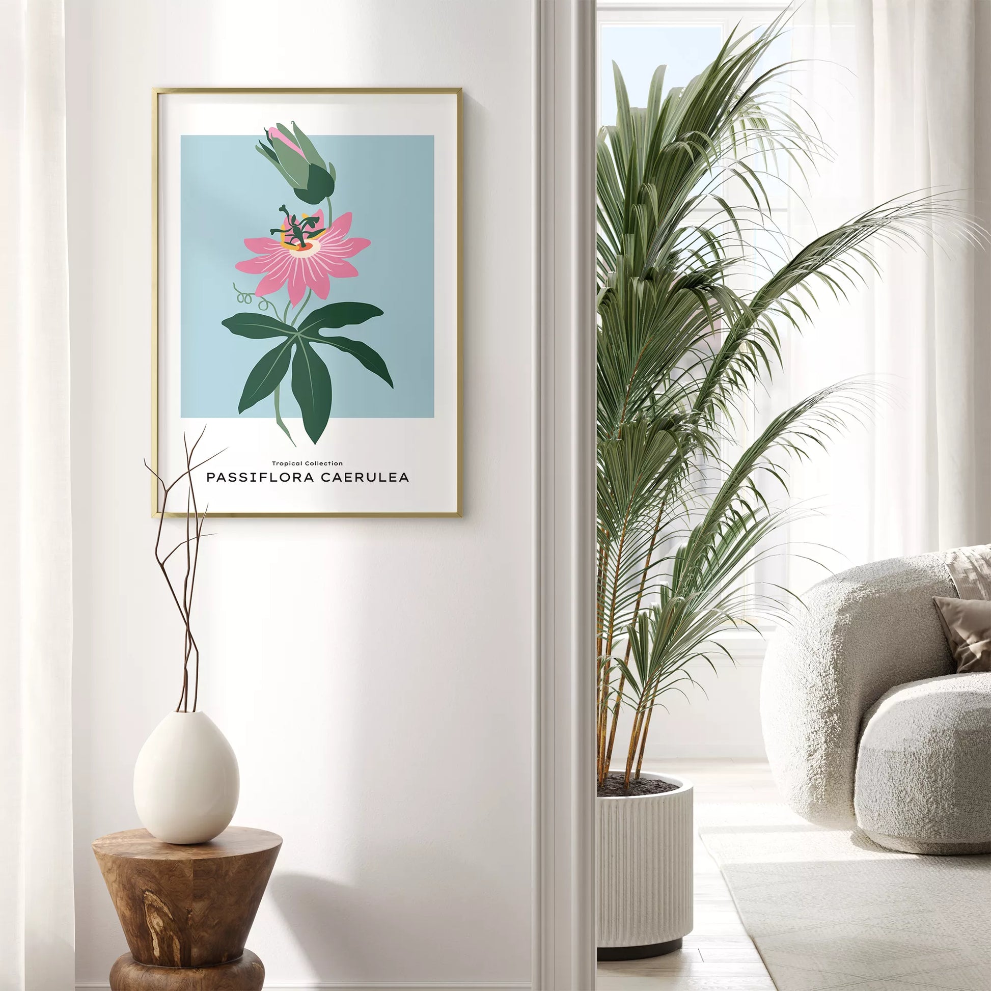 トケイソウのボタニカルアートポスター 北欧デザイン シンプルモダン