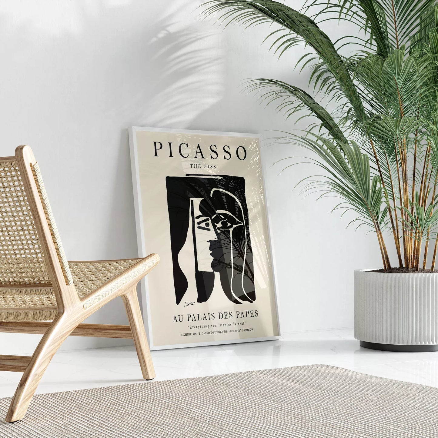 ピカソ作「キス」モノクロアート展ポスター、パレ・デ・パップ