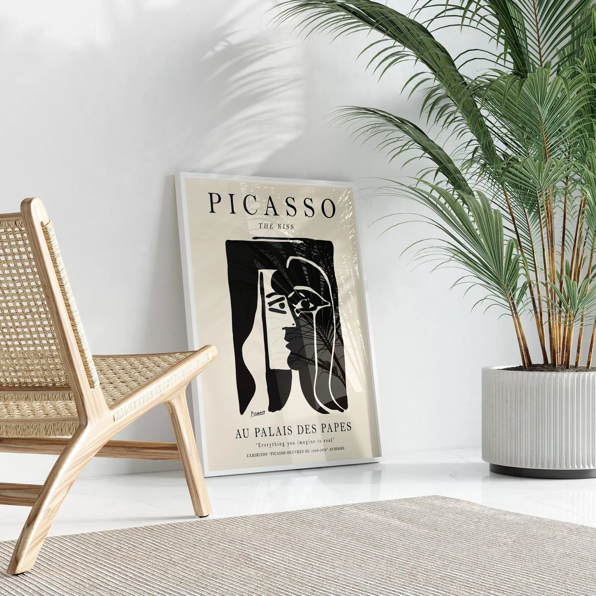 ピカソ作「キス」モノクロアート展ポスター、パレ・デ・パップ