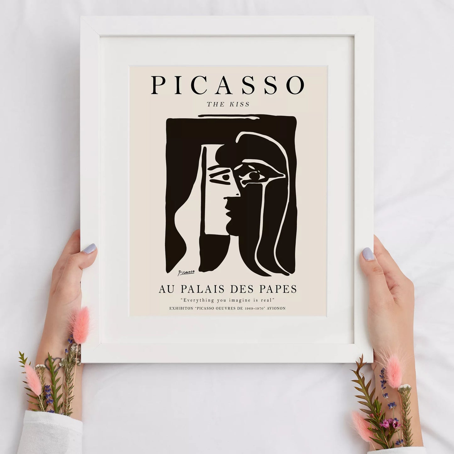 ピカソ作「キス」モノクロアート展ポスター、パレ・デ・パップ