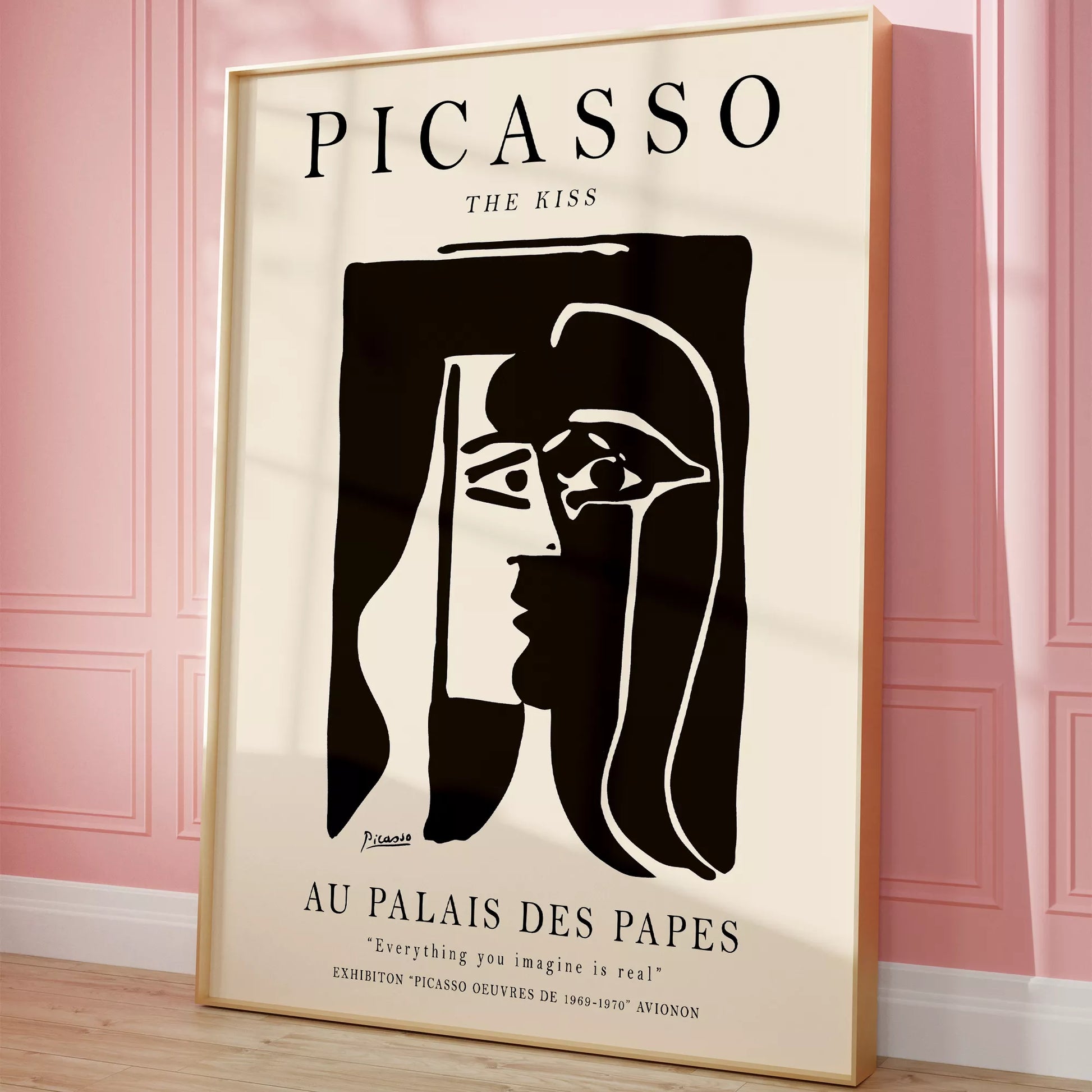 ピカソ作「キス」モノクロアート展ポスター、パレ・デ・パップ