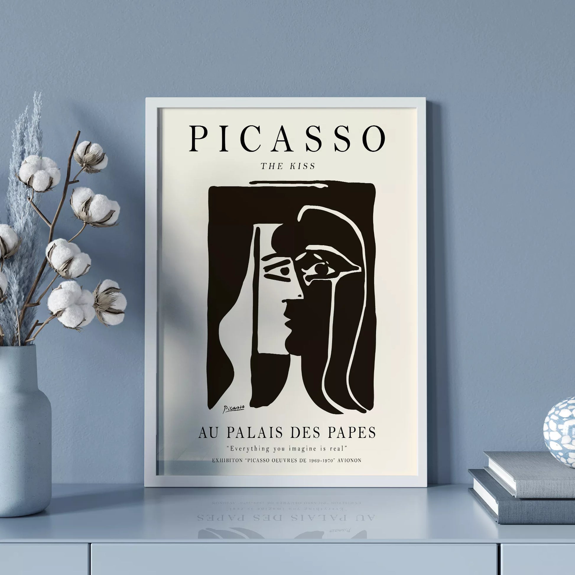 ピカソ作「キス」モノクロアート展ポスター、パレ・デ・パップ