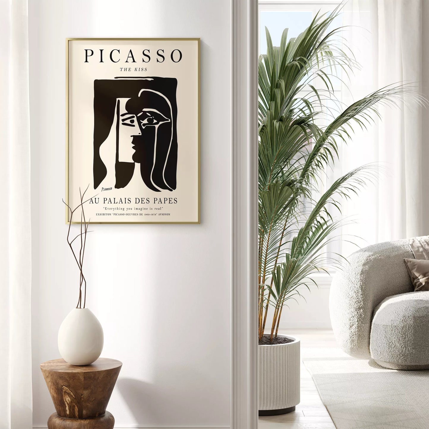 ピカソ作「キス」モノクロアート展ポスター、パレ・デ・パップ