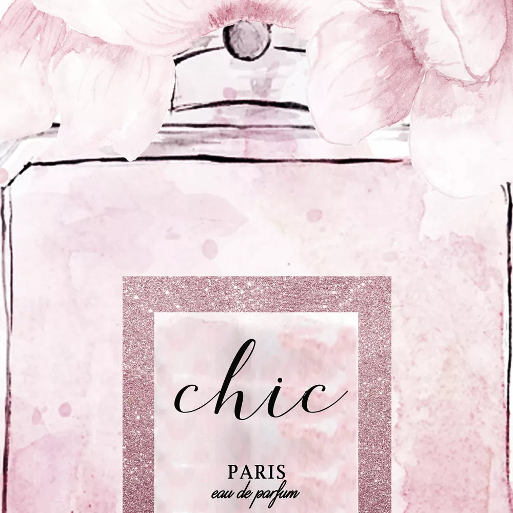 ピンクフラワーと香水ボトル、北欧風おしゃれアートポスター3枚セット 壁掛けインテリア